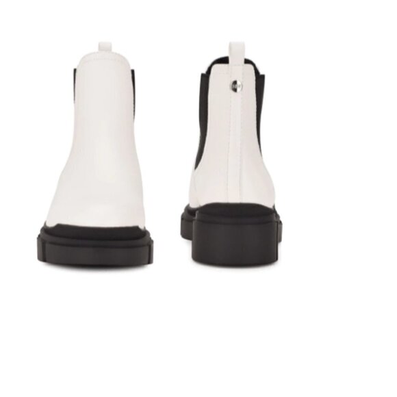 NWT Nine West Abra Chelsea Lug White Y2k Millennial Ankle Biker Boot Size 9 - Picture 3 of 5